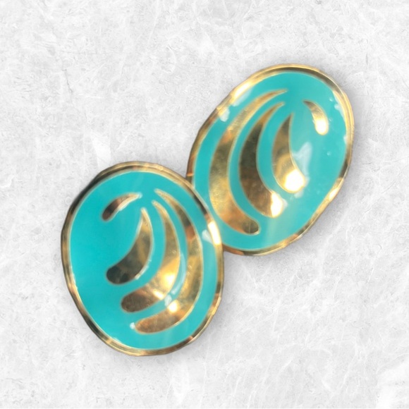 Jewelry - Vintage Gold and Turquoise Earrings